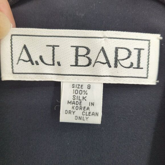 Vintage 80's Blazer Formal Silk Black Collarless Open Shoulder Pads Pockets 8 - Picture 4 of 12